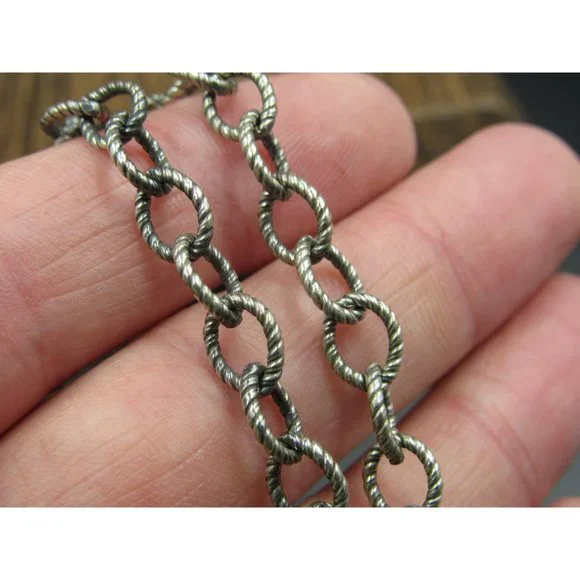 18" Sterling Silver Large Green Shell Pendant Necklace Vintage Minimalist - Picture 4 of 7